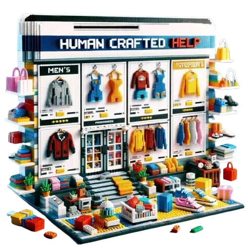 Online clothing store made from lego items